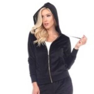 Elegant Black Velvet Hoodie
